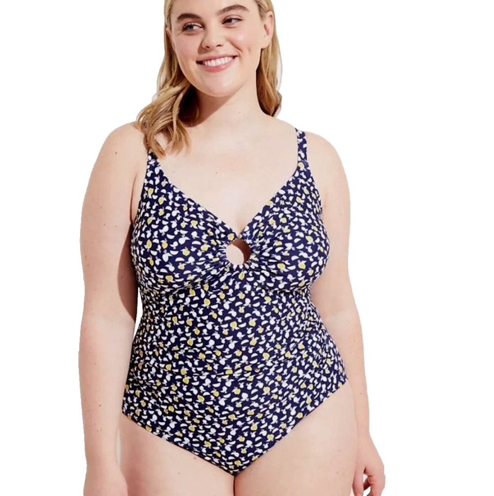 Loft Beach Swimsuit Plus Size 18 Black Yellow Lemons One Piece Beach New